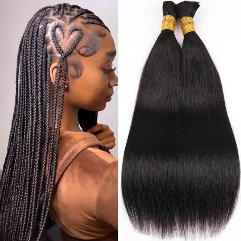 QVR 1 Pack Human Bulk Hair Extensions for Boho Knotless Braiding