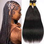 QVR Silk Straight Bulk Hair Extensions for Boho Knotless Braiding
