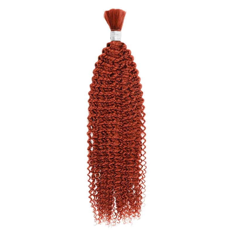 QVR Orange Kinky Curly Bulk Hair Extensions for Boho Knotless Braiding