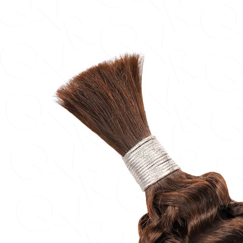 QVR Dark Brown #4 Water Wave Bulk Hair Extensions for Boho Knotless Braiding