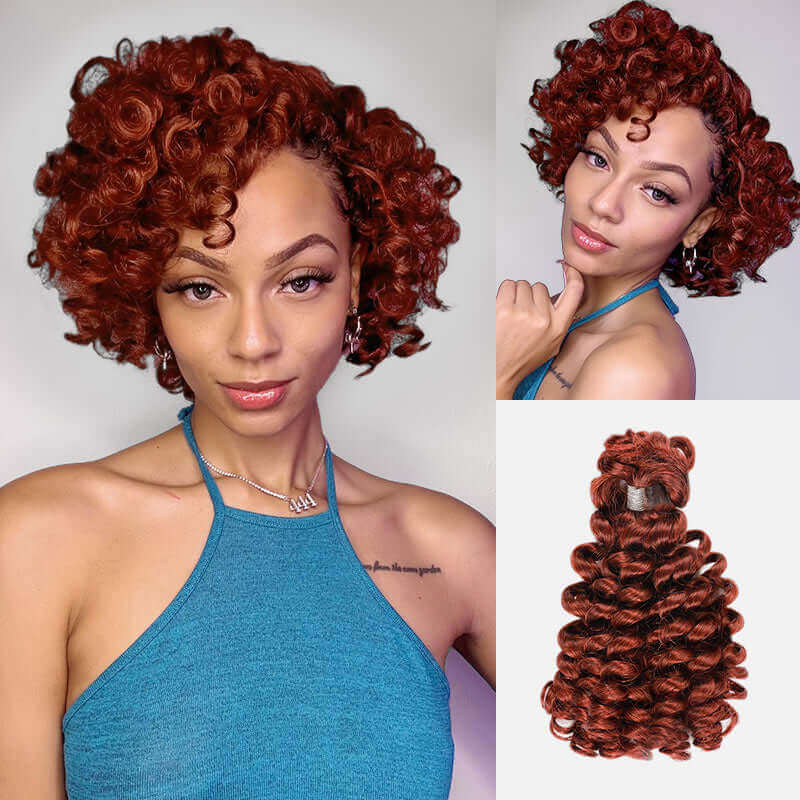 QVR Natural Black Bouncy Curl Bulk Hair Extensions For Crochet Braids Human Hair