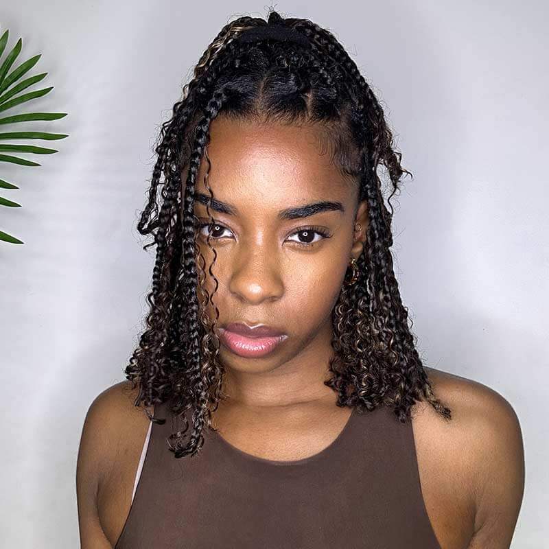 QVR Highlight P4/27 Kinky Curly Bulk Hair Extensions for Boho Knotless Braiding