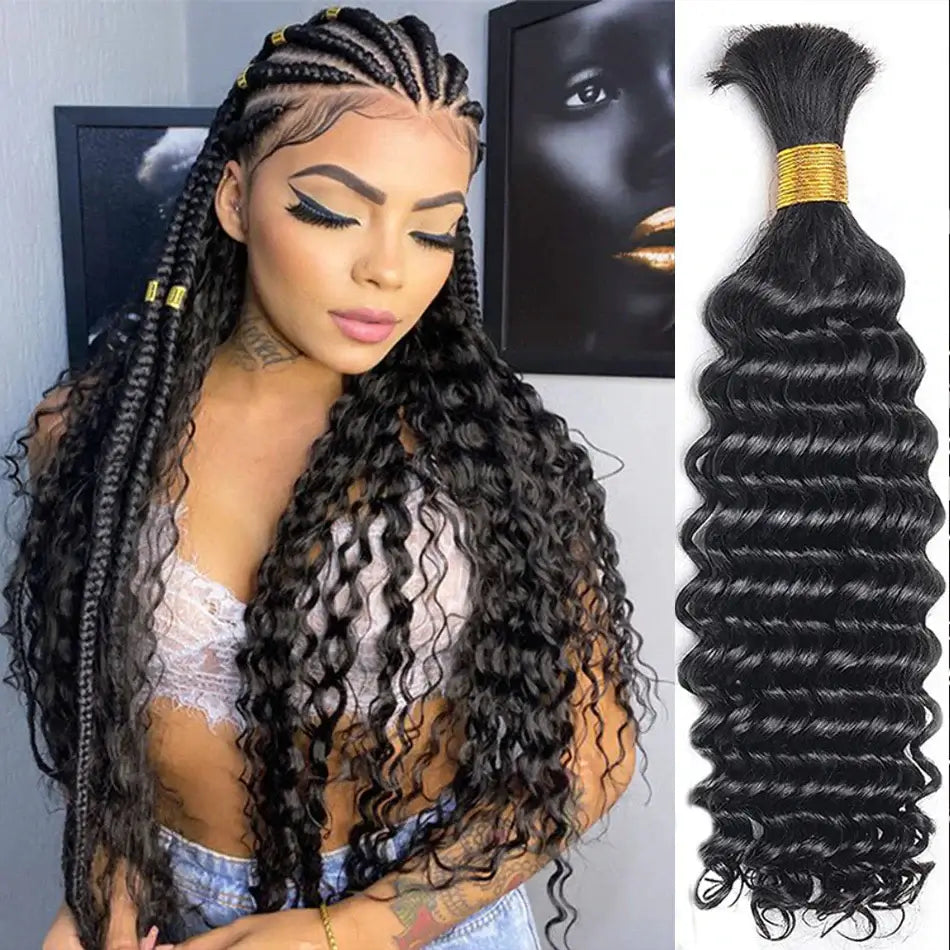 QVR 1 Pack Human Bulk Hair Extensions for Boho Knotless Braiding