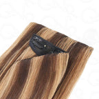 QVR Highlight #P4/30 9PCS Weft Clip In Hair Extensions Volumizer #P4/27 Straight Clip In Human Hair