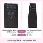 QVR Invisible 9PCS Weft Clip In Hair Extensions 5PCS Volumizer Afro Kinky Curly PU Clip In Human Hair