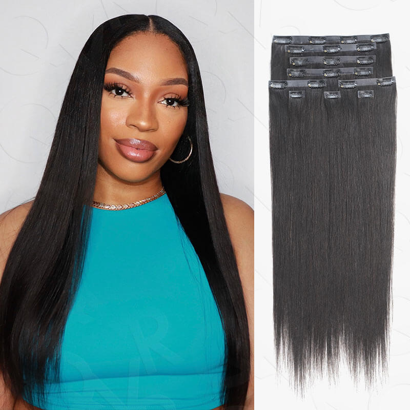 QVR Invisible Body Wave PU Clip In Hair Extensions 9PCS 5PCS Volumizer Human Hair