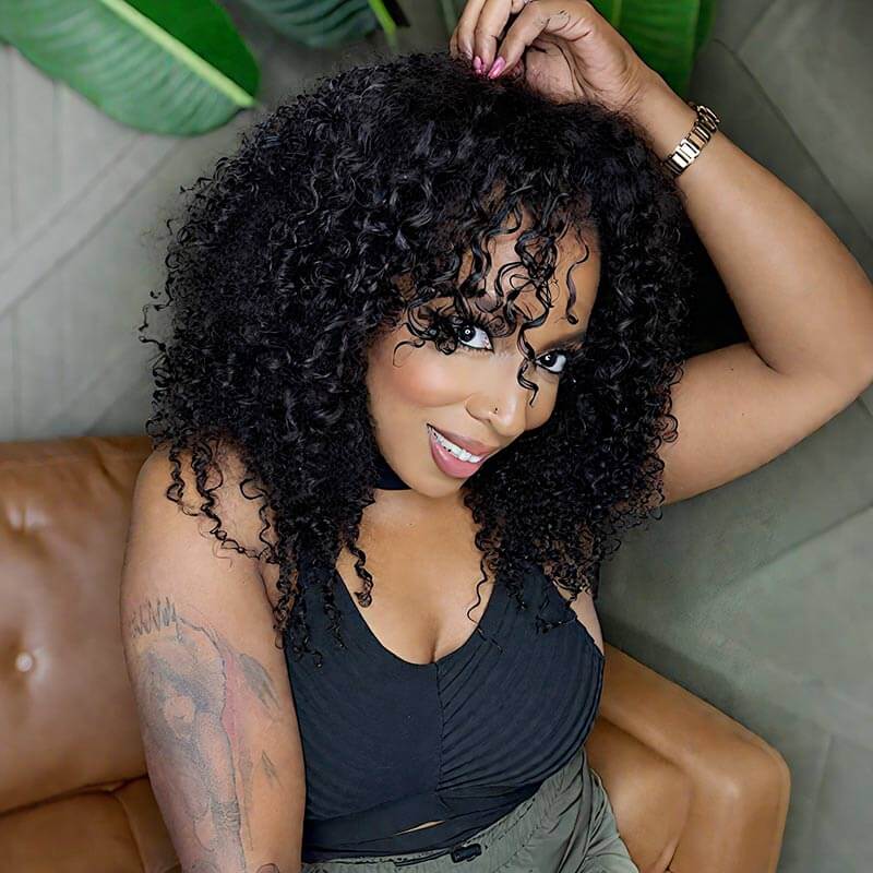 QVR Soft Feather Crochet Hair 3 Packs Small Kinky Curly Machine Made Human Hair Extension