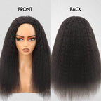 QVR Glueless Kinky Straight Half Wig 250% Density Human Hair Wig Wear Go Flip Over Wig