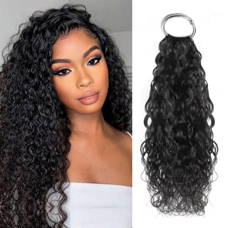 QVR Highlight Crochet Hair Water Wave #4+#30+#27 Machine Made Feather Human Hair Extension