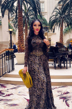 Brown Sheer Mesh Slim-Fit Maxi Dress