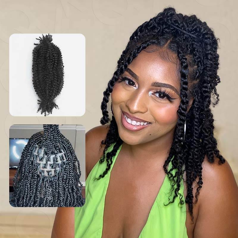 QVR Ombre Spring Twist Hair T1B/27 Color Type 3C 4A Hair Extensions