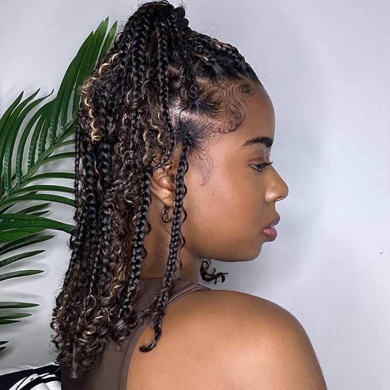 QVR Highlight P4/27 Kinky Curly Bulk Hair Extensions for Boho Knotless Braiding