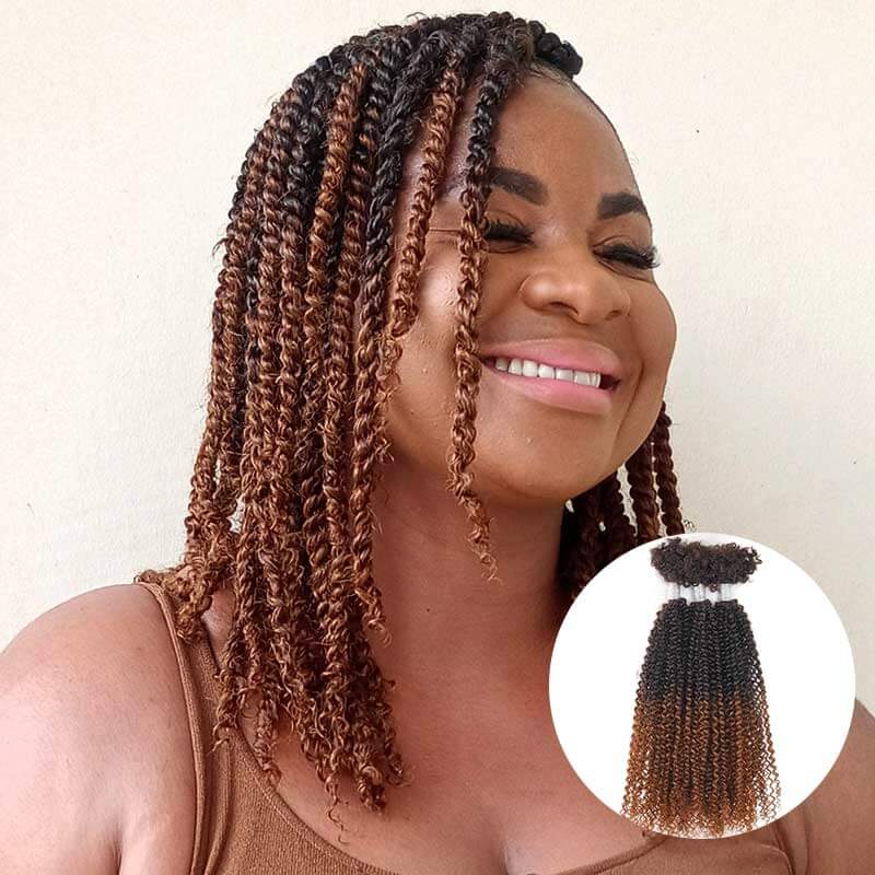QVR Human Afro Kinky V Bulk Natural Curly Hair for Kinky Twist Crochet Braiding Hair