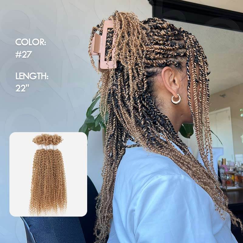 QVR Honey Blonde Afro Kinky V Bulk for Kinky Twist Crochet Braiding Hair