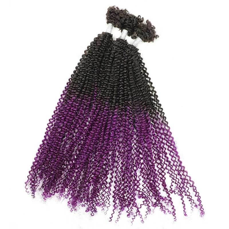 QVR T1B/Purple Afro Kinky V Bulk Ombre Color for Kinky Twist Crochet Braiding Hair