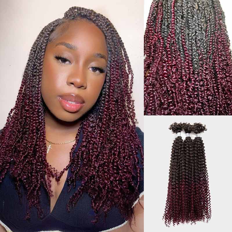 QVR Ombre T2/99J Afro Kinky V Bulk for Kinky Twist Crochet Braiding Hair