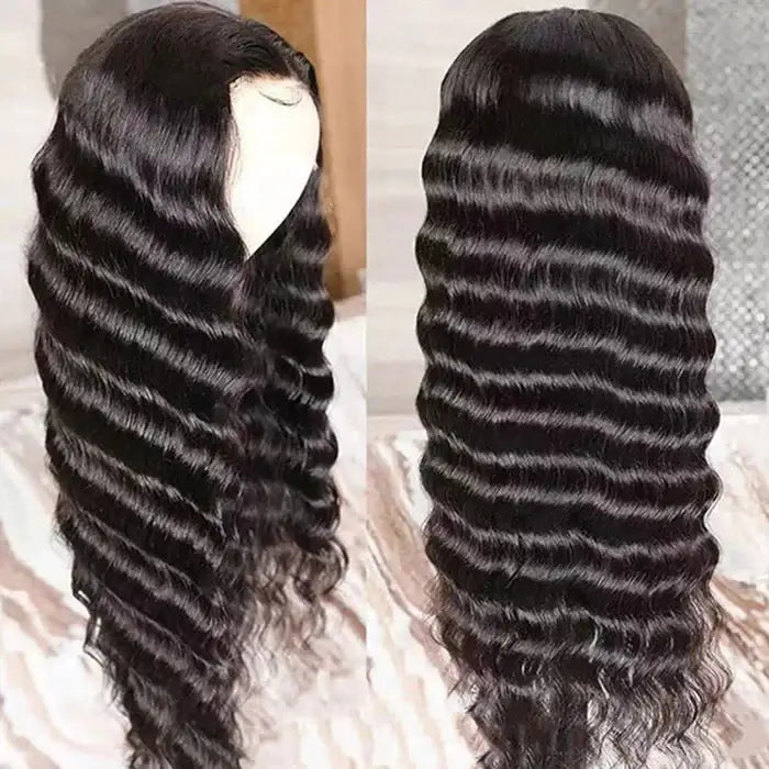 QVR Glueless Loose Deep Wave V Part Wigs 180% Density Super Natural Human Hair Glueless 0 Skill Needed Wig