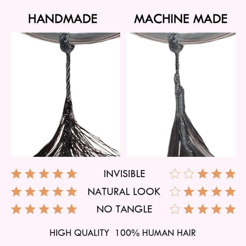 QVR Invisible Water Wave Brown Highlight Feather Crochet Human Hair Extensions