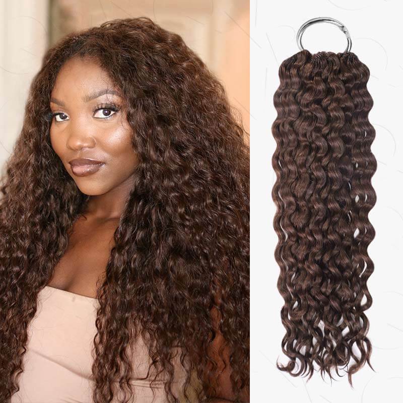 QVR Blonde Highlight Feather Crochet Human Hair #P1B/27 Water Wave Machine Made Crochet Weave Hair Extensions