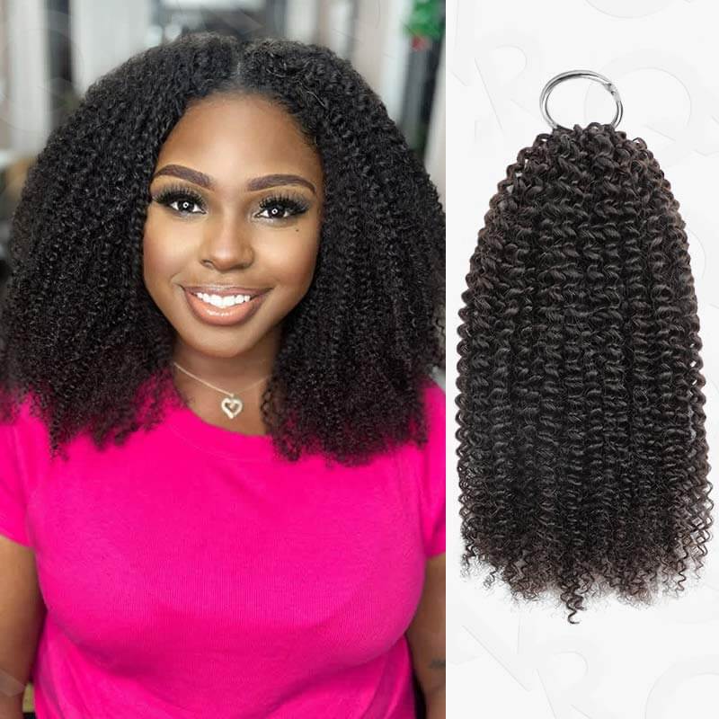QVR Bouncy Curly Crochet Hair Natural Black Machine Made Feather Crochet Human Hair Extension
