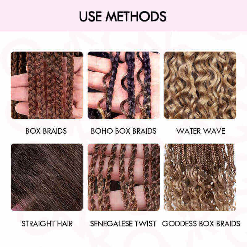 QVR Ombre #T1B/130 Water Wave Bulk Hair Extensions for Boho Knotless Braiding