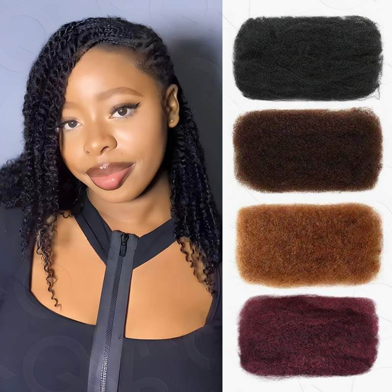QVR Flawless Mini Twist With Soft Afro kinky Bulk Human Hair For Braiding Dreadlock