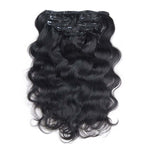 QVR Body Wave Hair 7Pcs Clip in Hair Extension Brazilian Natural Black Virgin Human Hair