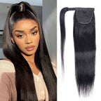 QVR Kinky Curly Ponytail Extension Human Hair Wrap Around Natural Black Clip In Ponytail Hair