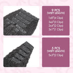 QVR Thick 9PCS Weft Clip In Hair Extensions 5PCS Volumizer Kinky Straight Clip In Human Hair