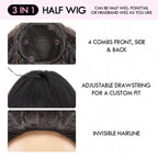 QVR Glueless Kinky Curly Half Wig 250% Density Human Hair Wig Wear Go Flip Over Wig