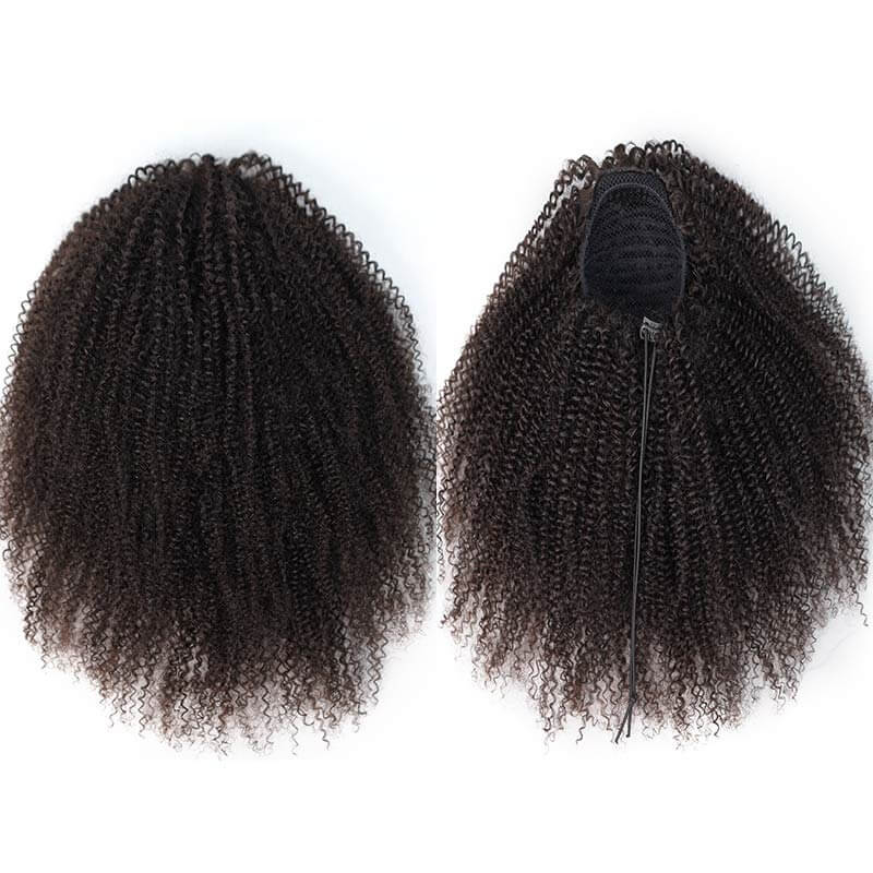 QVR Drawstring Ponytail Extension Afro Kinky Curly Human Hair Ponytail Hairstyle