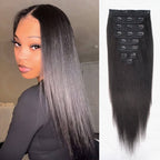 QVR Invisible 9PCS Weft Clip In Hair Extensions 5PCS Volumizer Natural Straight PU Clip In Human Hair
