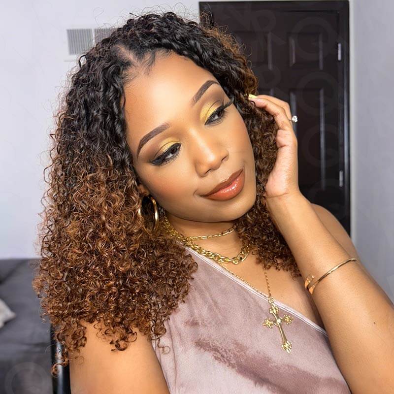 QVR #T1B/30 Crochet Hair Small Kinky Curly Machine Made Feather Human Hair Extension