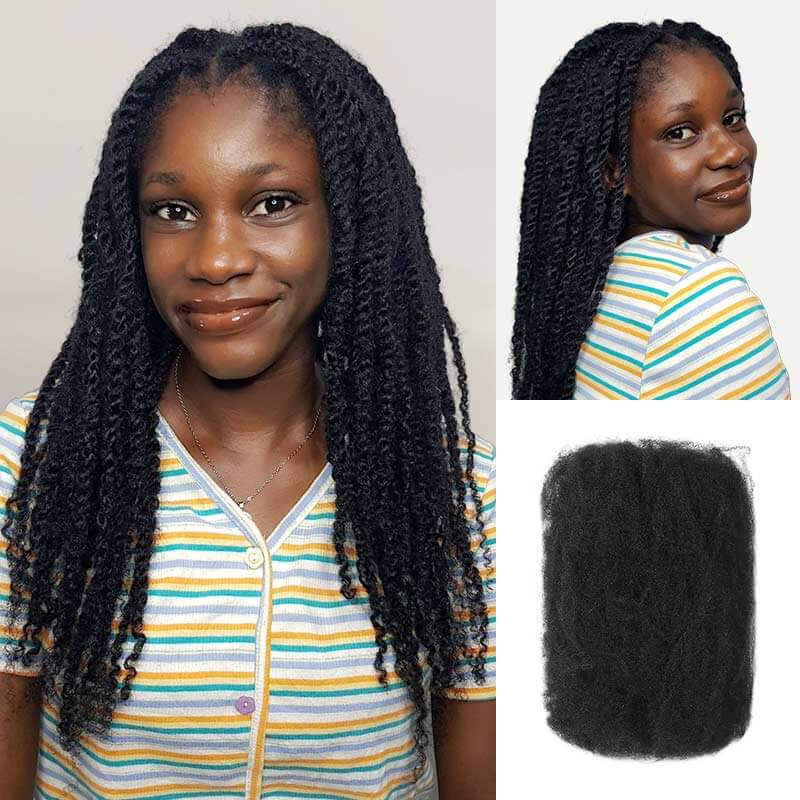 QVR Brazilian Salt Pepper Color Afro Kinky Bulk Human Hair For Braiding Dreadlock Hair