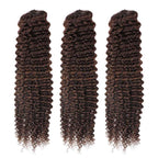 QVR Dark Brown #4 Crochet Hair Small Kinky Curly Machine Made Feather Human Hair Extension
