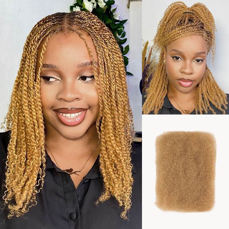 QVR #P4/30/27 Color Afro Kinky Bulk Human Hair For Braiding Dreadlock Hair