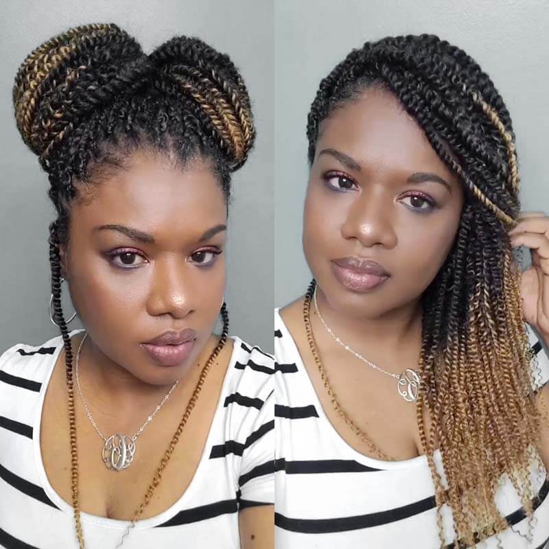QVR Ombre T2/27 Afro Kinky V Bulk for Kinky Twist Crochet Braiding Hair
