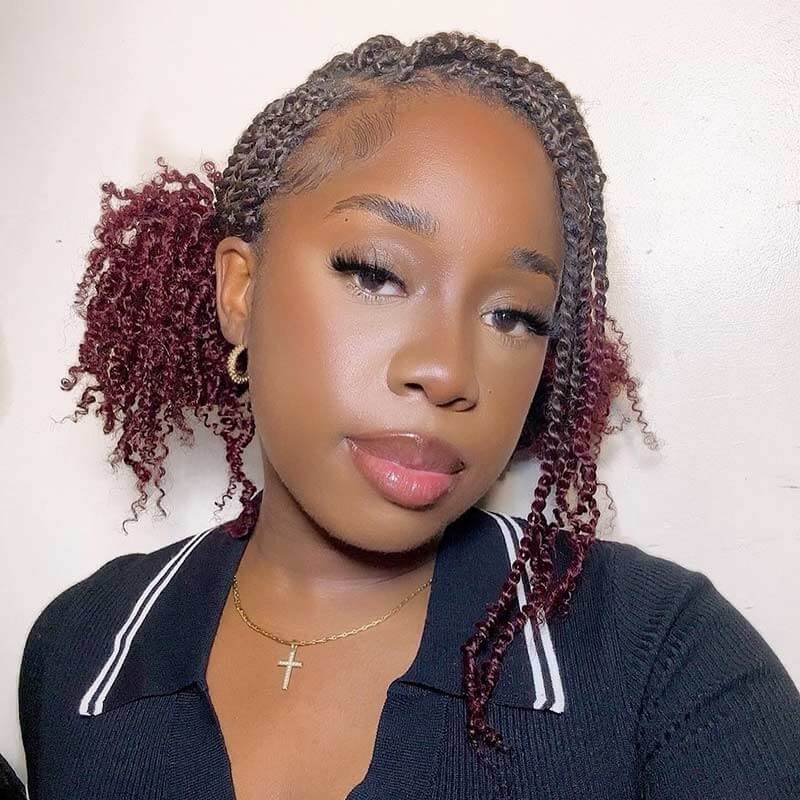 QVR Ombre T2/99J Afro Kinky V Bulk for Kinky Twist Crochet Braiding Hair