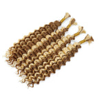 QVR Human Braiding Hair P27/613 Highlight Deep Wave Bulk Hair for Boho Braids
