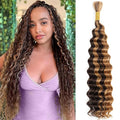 QVR P4/27 Highlight Deep Wave Bulk Braiding Hair 100% Human Hair for Micro Braiding
