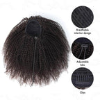 QVR Drawstring Ponytail Extension Afro Kinky Curly Human Hair Ponytail Hairstyle
