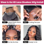 QVR Glueless Pre-cut 4x4 HD Lace Closure Human Hair Wigs Kinky Curly Wear & Go Wigs
