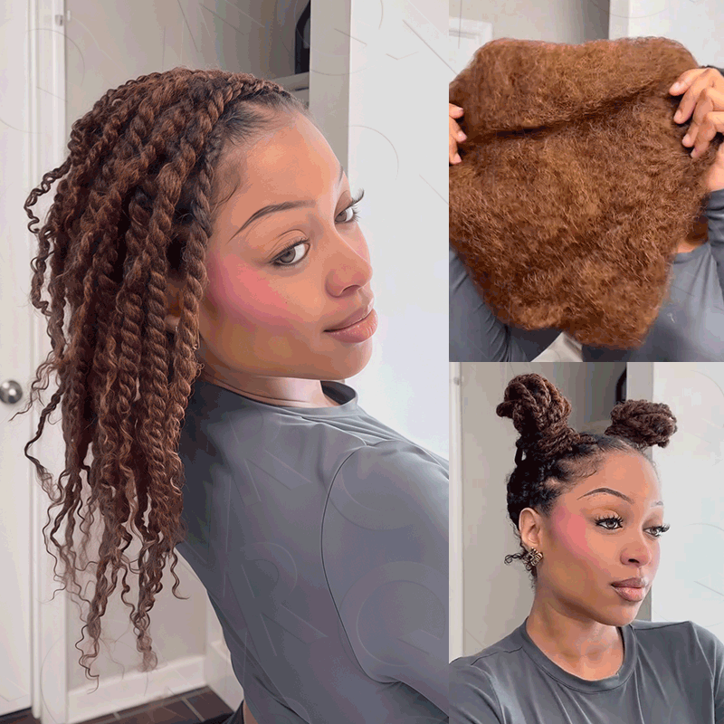 QVR Best Quality Kinky Twist Style 4 Packs Afro kinky Bulk Braiding Human Hair