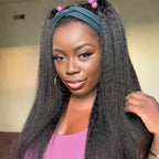 QVR Glueless Kinky Straight Half Wig 250% Density Human Hair Wig Wear Go Flip Over Wig
