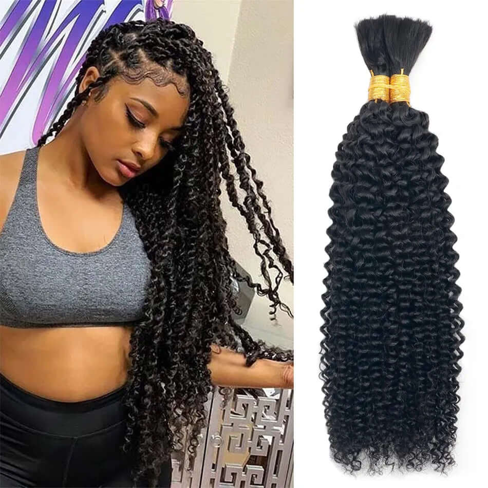 QVR Kinky Curly Bulk Hair Extensions for Boho Knotless Braiding
