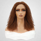 QVR Glueless Auburn Brown Kinky Curly Half Wig 250% Density Human Hair Wig Wear Go Flip Over Wig