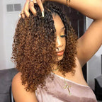 QVR #T1B/30 Crochet Hair Small Kinky Curly Machine Made Feather Human Hair Extension