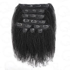 QVR Invisible 9PCS Weft Clip In Hair Extensions 5PCS Volumizer Afro Kinky Curly PU Clip In Human Hair
