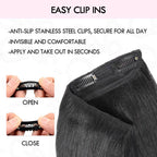 QVR Invisible 9PCS Weft Clip In Hair Extensions 5PCS Volumizer Natural Straight PU Clip In Human Hair