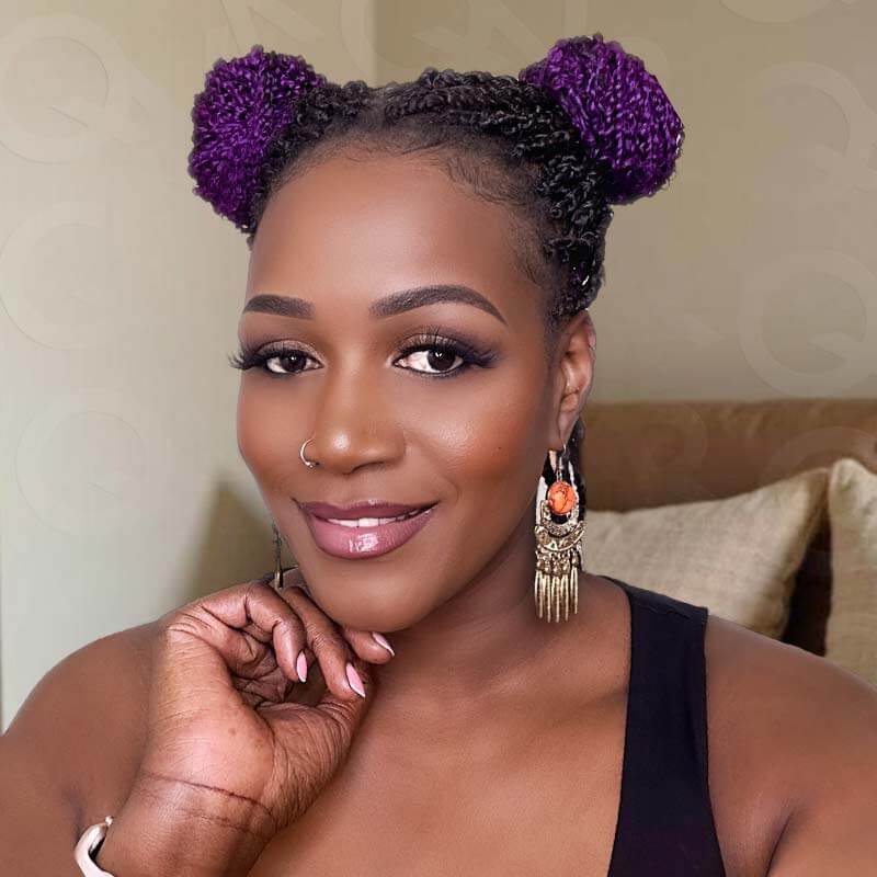QVR T1B/Purple Afro Kinky V Bulk Ombre Color for Kinky Twist Crochet Braiding Hair